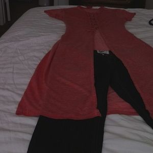 Front open tie up long tail shirt